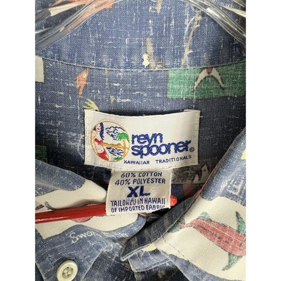 Reyn Spooner Shirt Men’s XL Blue Marine Life Skunk Hawaiian Party USA Vintage - Picture 2 of 8
